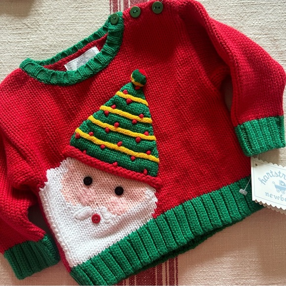 Vintage Hartstrings NEW Christmas SANTA Knit Sweater Outfit Newborn 6-9 Months - Picture 14 of 14